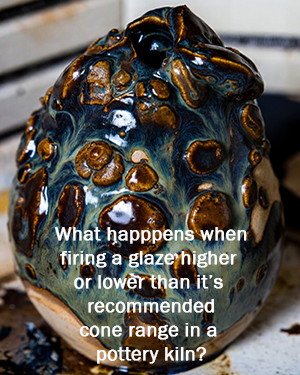 Firing a pottery glaze higher or lower than its recommended cone range in a pottery Kiln