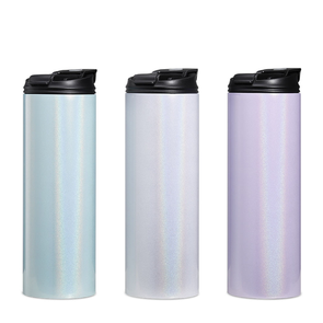 Galaxy Straight Walled 20oz (600ml) Stainless Steel Rainbow Sparkle Bottle with two lids and straw