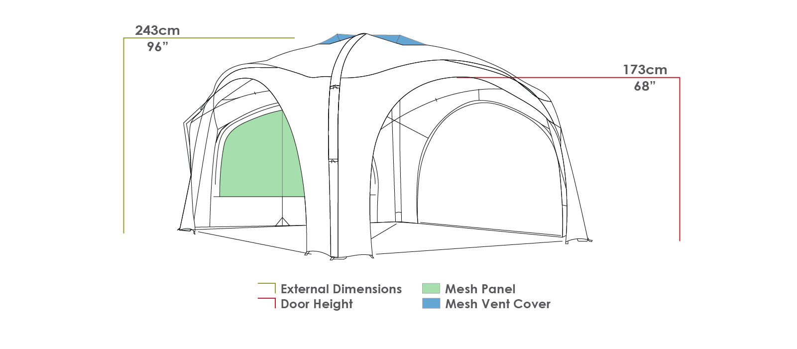 Zempire Probase 3 Air Shelter External Measurements