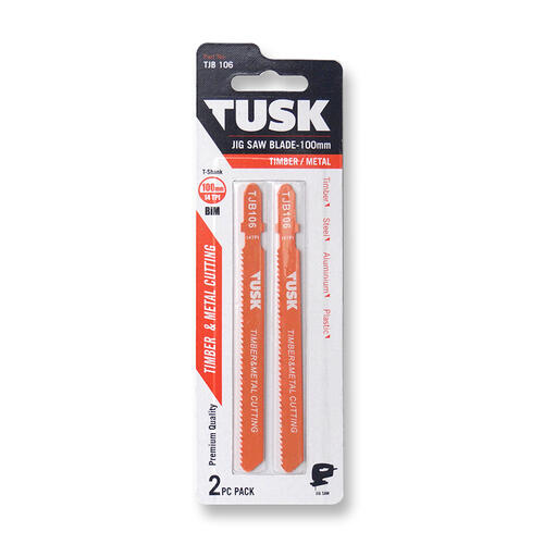 Tusk Jigsaw Blades for Timber and Metal 2pc Bi-metal T-shank TJB106