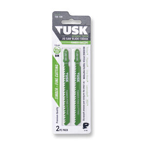 Tusk Jigsaw Blades for Timber 2pc 100 x 10TPI Reverse Tooth T-shank TJB108