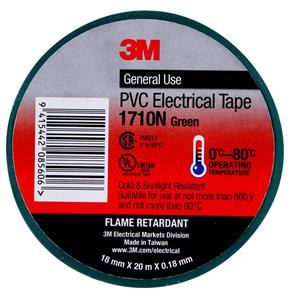3M Temflex 170 PVC Electrical Tape 18.0mm Green