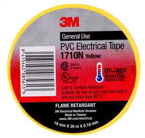 3M Temflex PVC Electrical Tape 18.0mm Yellow