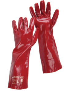 Red PVC Gaunlet Gloves 45cm XL