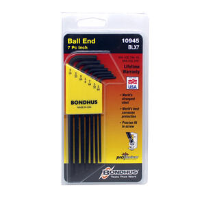 BONDHUS Allen Key Set B/END BD10945 AF 7pce (.0781) 5/64 to 3/16"
