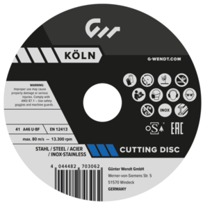 G.WENDT Inox Cut Off Disc 125x1.0mm A46U-BF  (270307)