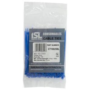 ISL Cable Tie 100 x 2.5mm Blue CT10025BL [100 Pk]
