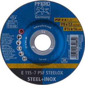 PFERD Inox D/C Grinding Disc E 115x7.0mm A24 PSF Steelox (LPSF)  (640852)