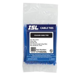 ISL Cable Tie CT10025BL 2.5mm x 100mm Blue (100 PK)