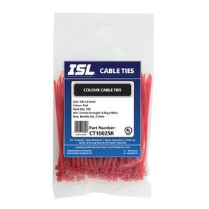 ISL Cable Tie CT10025R 2.5mm x 100mm Red (100 PK)