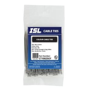 ISL Cable Tie CT10025GY 2.5mm x 100mm Grey (100 PK)