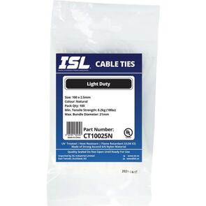 ISL Cable Tie CT10025N 2.5mm x 100mm Natural (100 PK)