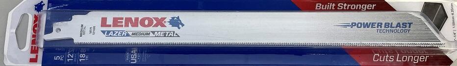 LENOX Reciprocal Saw Blade 300mm 18TPI 12118R  (5 Pack)