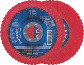 PFERD Polifan Flap Disc PFR 125-M CO 60 SGP Curve Steelox