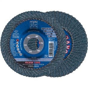 PFERD Polifan Flap Disc PFR 125-M  Z 40 SGP Curve Steelox