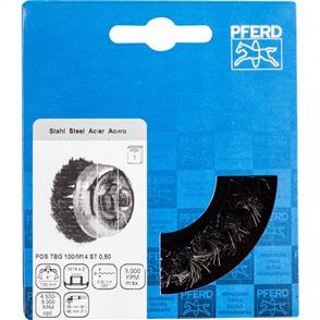 PFERD Threaded Cup Brush, Knotted POS TBG 100/M14 Steel 0,50