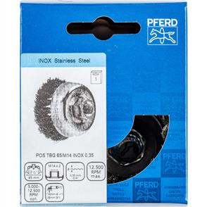 PFERD Threaded Cup Brush, Knotted POS TBG 65/M14 Inox 0,35