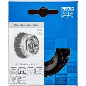 PFERD Threaded Cup Brush, Knotted POS TBG 65/M14 Steel 0,35