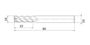 MITSUBISHI End Mill MSMHZDD1000 10.0mm Mstar, 3 Flute, Medium, High Helix
