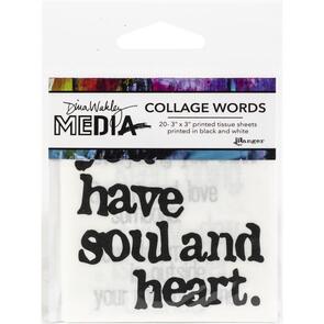 Ranger Ink Dina Wakley Media Collage Word Pack 3"X3" 20/Pkg #2