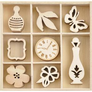 Kaisercraft Wood Embellishments - Antiquities, 40/Pkg