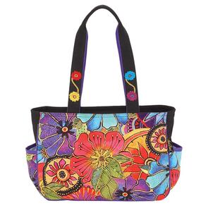 Laurel Burch Medium Tote 14.5"X4"X10" - Floral