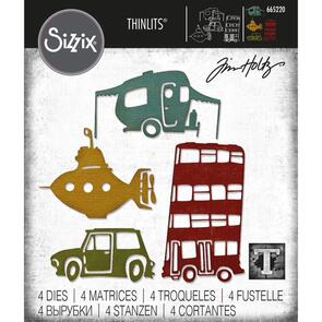 Sizzix Tim Holtz Thinlits Die Set 4PK - Wacky Transport #1 by