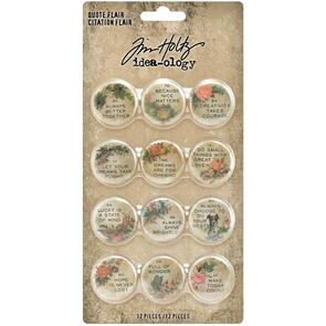 Idea-Ology Tim Holtz Quote Flair Buttons 12/Pkg