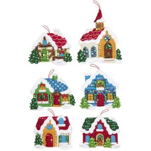 Bucilla Felt Ornaments Applique Kit Set Of 6 - Christmas Village