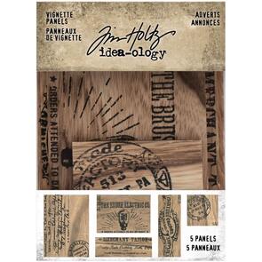 Idea-Ology Tim Holtz - Wooden Vignette Panels 5/Pkg - Adverts