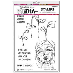Ranger Ink Dina Wakley Media Cling Stamps 6"X9" - Be Obsessed