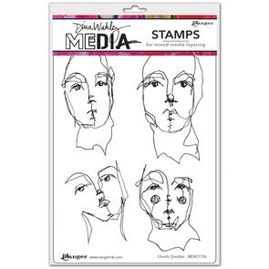 Ranger Ink Dina Wakley Media Cling Stamps 6"X9" - Church Doodles