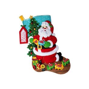 Bucilla Felt Stocking Applique Kit 18" Long - Toy Train Santa