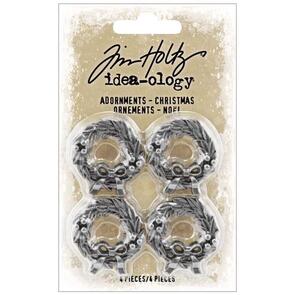 Idea-Ology Tim Holtz Metal Adornments 4/Pkg - Christmas