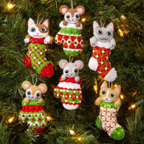 Bucilla Felt Ornaments Applique Kit Set Of 6 - Paws & Whiskers