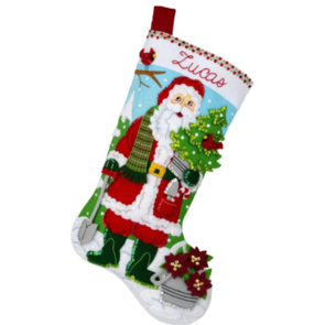 Bucilla Felt Stocking Applique Kit 18" Long - Santa's Gardening Magic