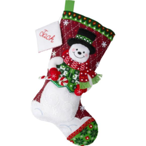 Bucilla Felt Stocking Applique Kit 18" Long - Snowman's Quilted Delight