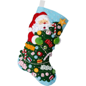 Bucilla Felt Stocking Applique Kit 18" Long - Santa's Candy Cane Christmas