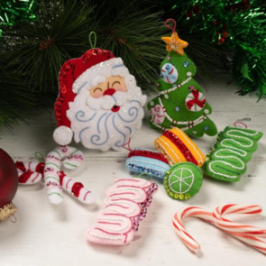 Bucilla Felt Ornaments Applique Kit Set Of 6 - Santa's Candy Christmas