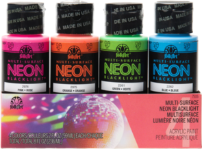 FolkArt Acrylic Neon Blacklight Paints 59ml - Set Of 4