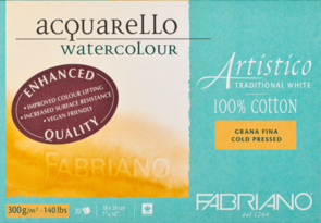 Fabriano Artistico Watercolour Block, 300gsm 20pk Cold Pressed - Tradtional White