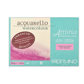 Fabriano Artistico Watercolour Block, 300gsm 20pk Hot Pressed - Traditional White