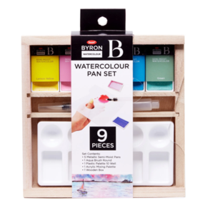 Byron Watercolour Wooden Box Pan Set 9pc