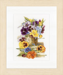 Lanarte Cross Stitch Kit - Pot of pansies