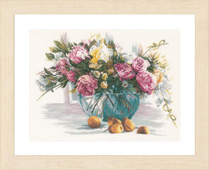 Lanarte Cross Stitch Kit - Flowers (on Linen)