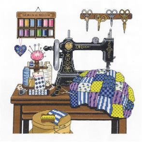 Janlynn Cross Stitch Kit: Antique Sewing Room