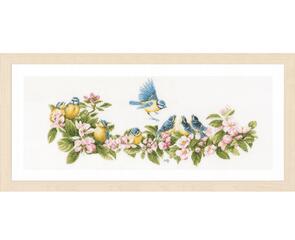 Lanarte Cross Stitch Kit - Blue tits & blossoms