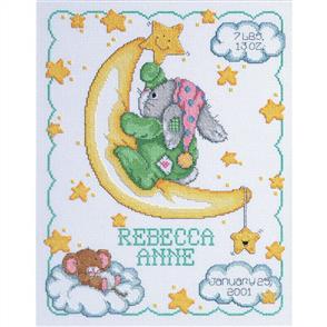 Janlynn Cross Stitch Kit: Crescent Moon - Birth Record / Announcement
