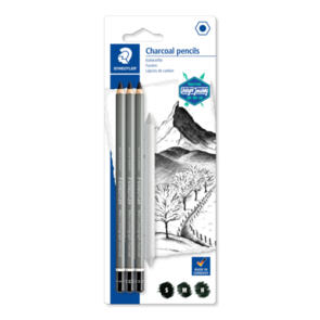 Staedtler Mars Lumograph Charcoal Asst Card Of 3 Plus Stump