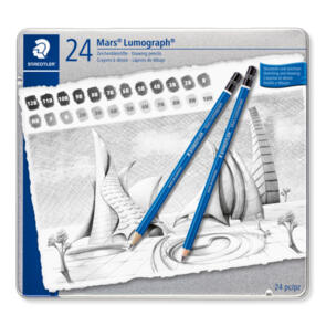 Staedtler Mars Lumograph  Tin Of 24 Degrees